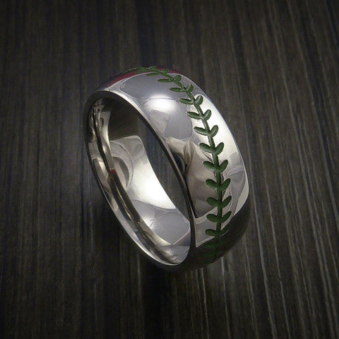 Cobalt Chrome Baseball Ring with Polish Finish - Baseball Rings
 - 5