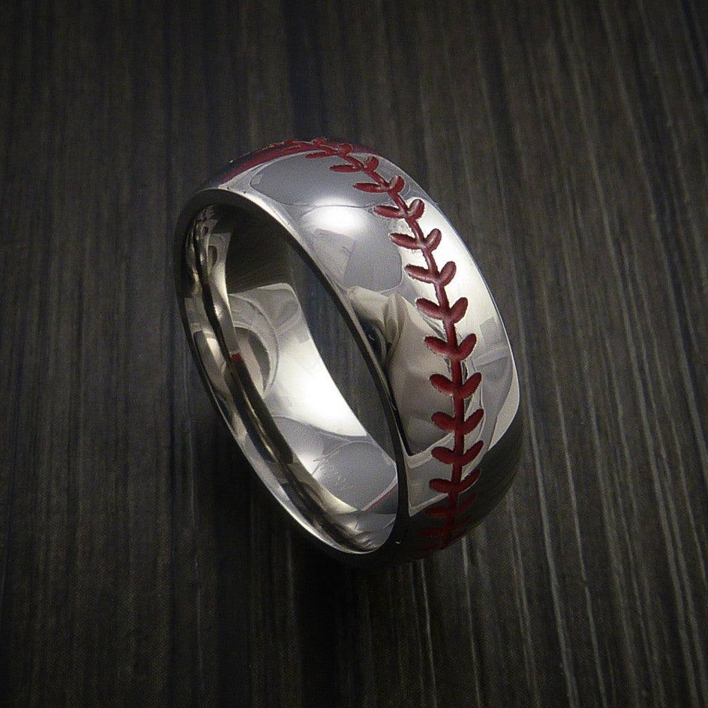 Cobalt Chrome Baseball Ring with Polish Finish - Baseball Rings